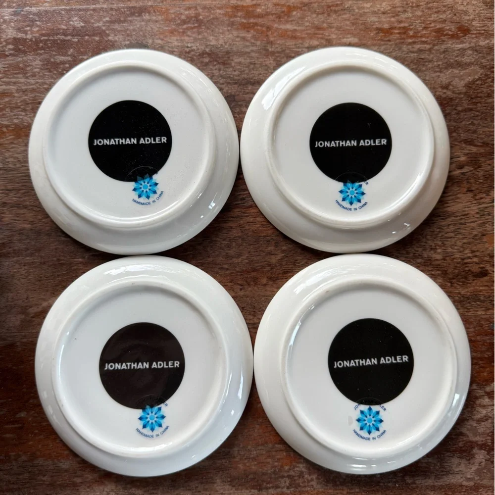 Jonathan Adler Black and White Face Trinket Dishes (Set of 4)